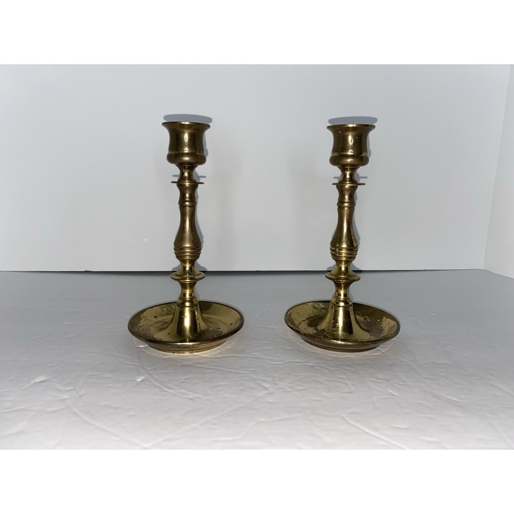 Vintage Made in England Brass Patina Candlestick‎ 6.5" Set Of 2 Beautiful Set!